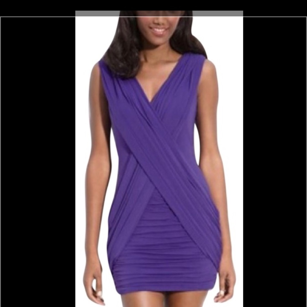 BCBGMAXAZRIA Purple Alondra Criss Cross Dress